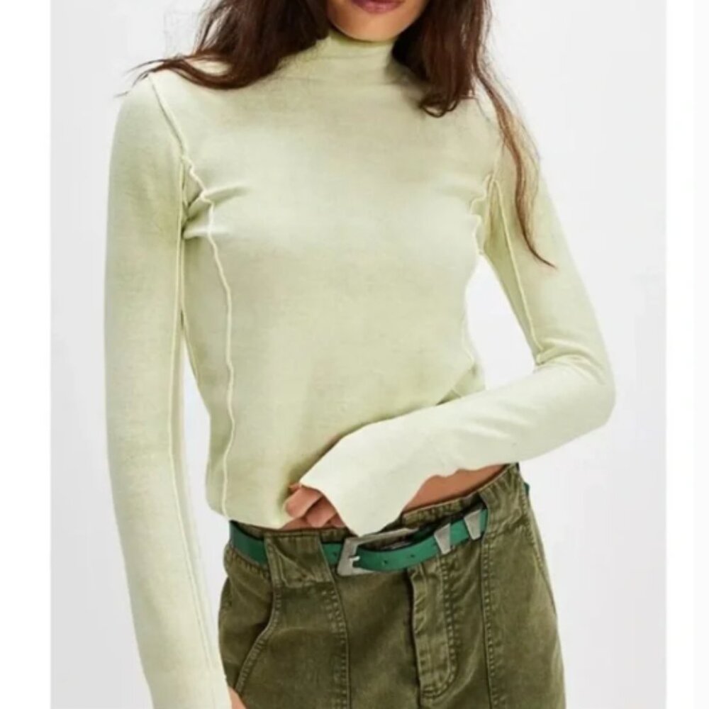 Free People We The Free Robbie Turtleneck Sweater Green Size Small NWOT